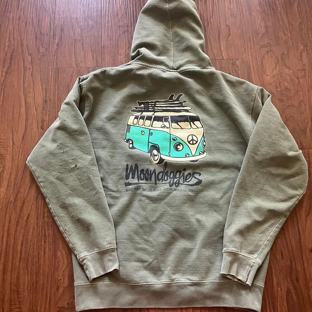 American-vintage Men's Green and Khaki Hoodie